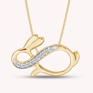 0.1 Carat White Natural Diamond Bunny Infinity Pendant Necklace