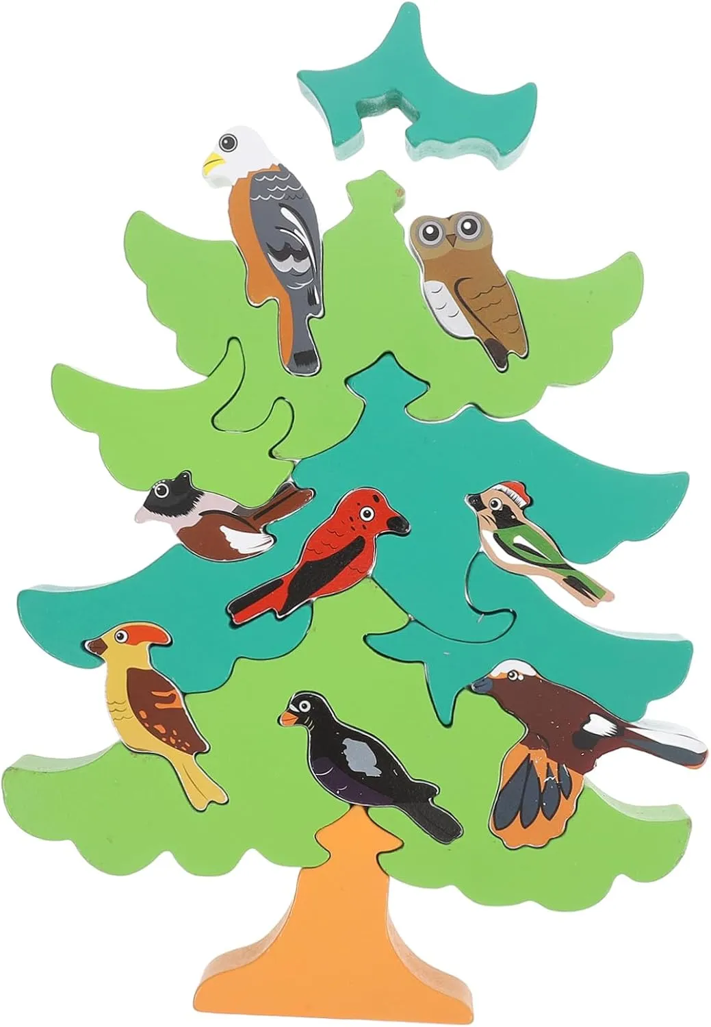 1 Set Cartoon Birds Educational DIY Tree Shaped Jigsaw Plaything for Smooth Surface Eye Protecting Design Enhances Creativity and