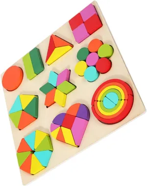 1 Set Wooden Block for Shape Cognitive Building Blocks Educational Smooth and Safe Design for Creative Learning and Parent Interaction