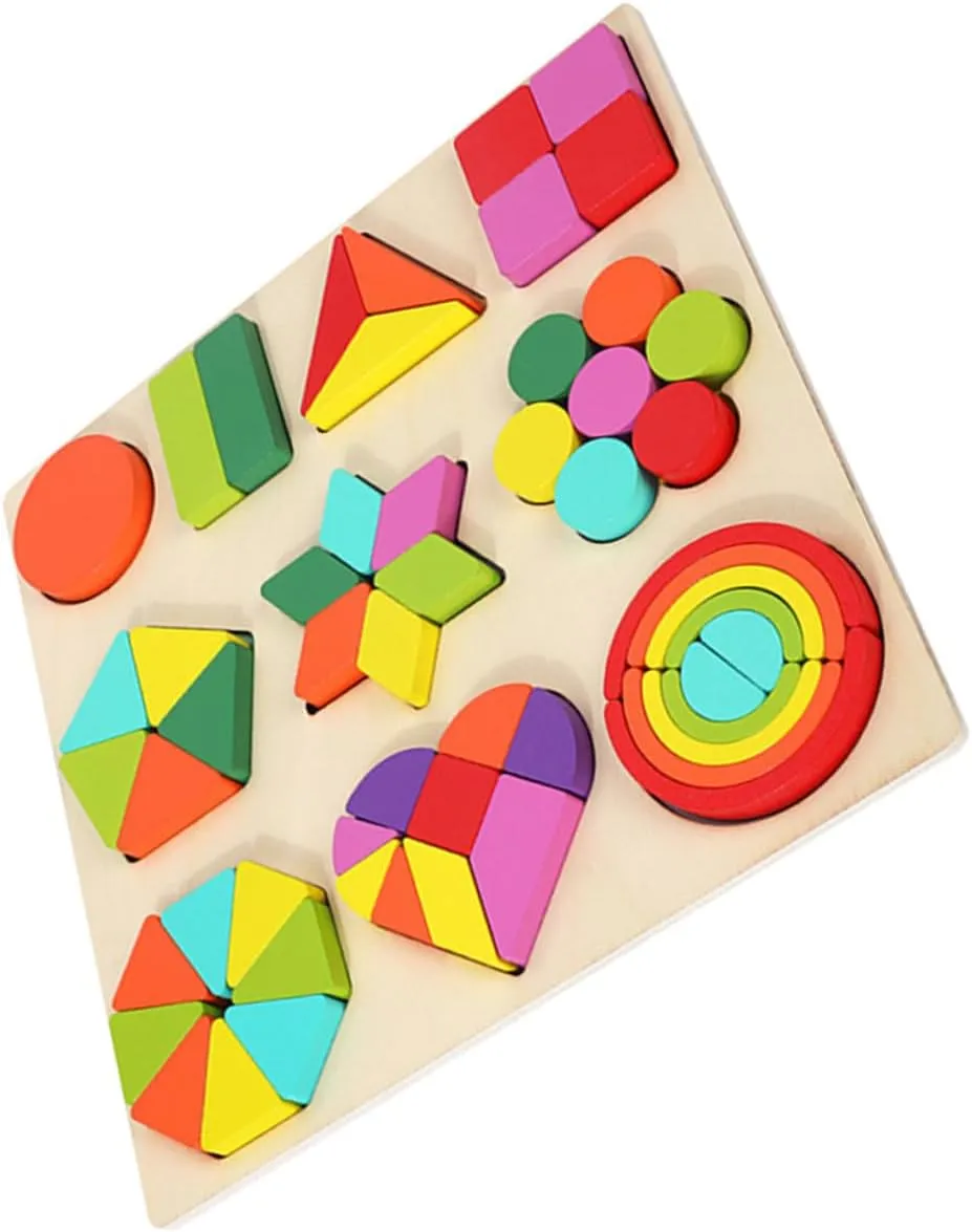 1 Set Wooden Block for Shape Cognitive Building Blocks Educational Smooth and Safe Design for Creative Learning and Parent Interaction