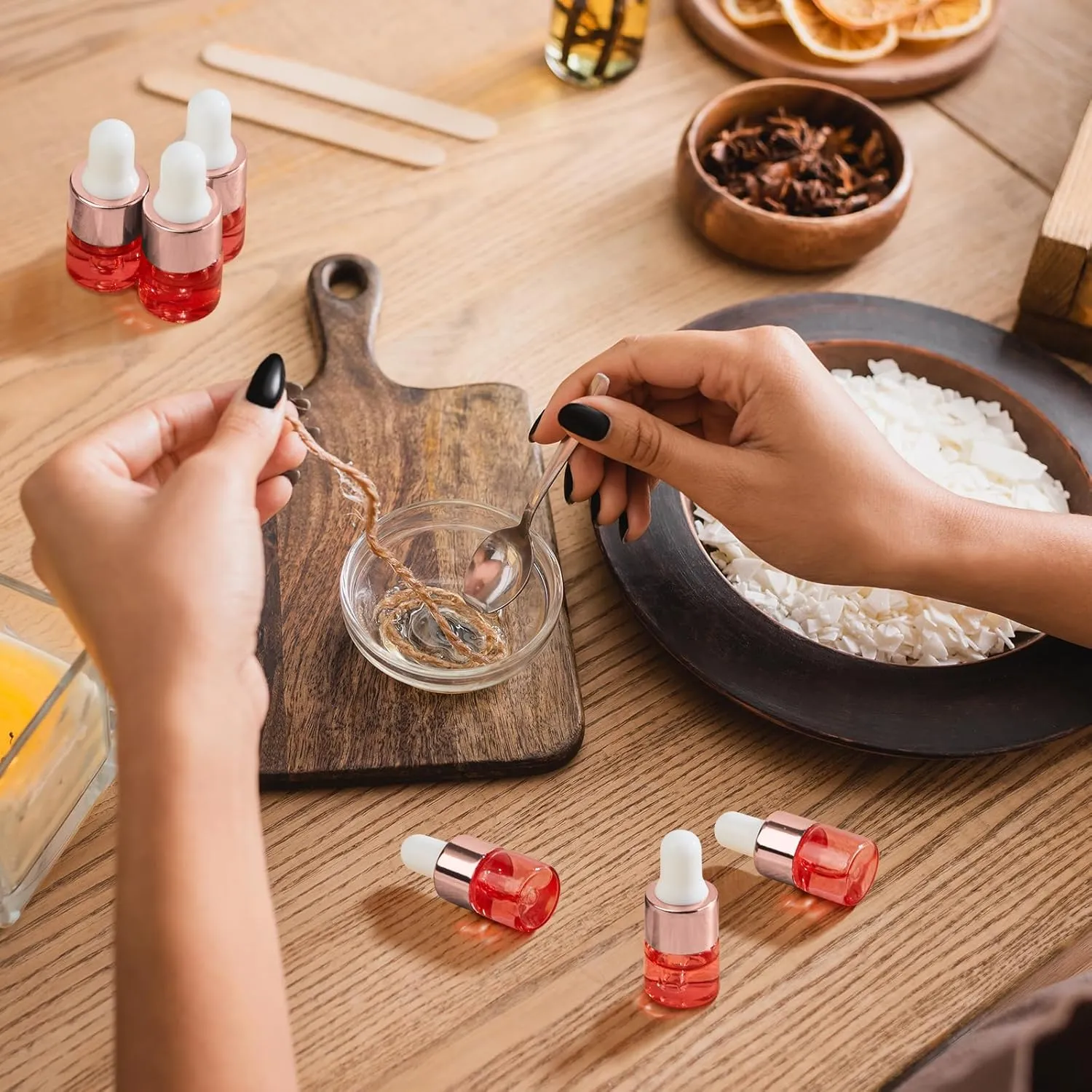 100 Pcs Mini Glass Oil Dropper Bottle Bulk, 1 ml Pink Rose Gold Essential Small Empty Bottles Sample Containers Perfume Liquid Vials with Cap for Traveling
