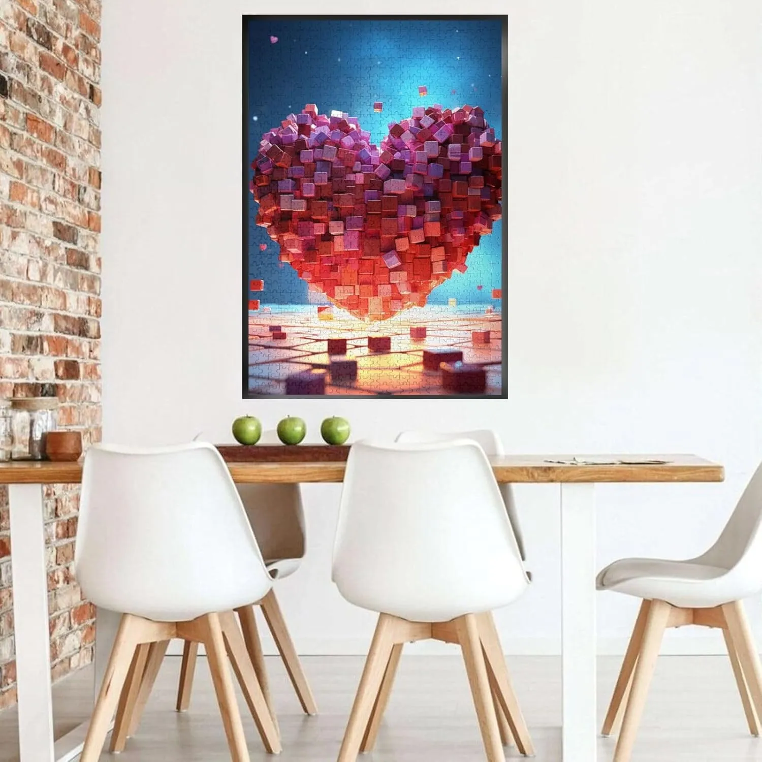 1000 Piece Jigsaw Puzzles for Adults Challenging Puzzle Wooden Picture Puzzle Personalized Custom Love Heart Cubes Wood Puzzle for Family Game Nights Gifts 29.5x19.7 inches Puzzle