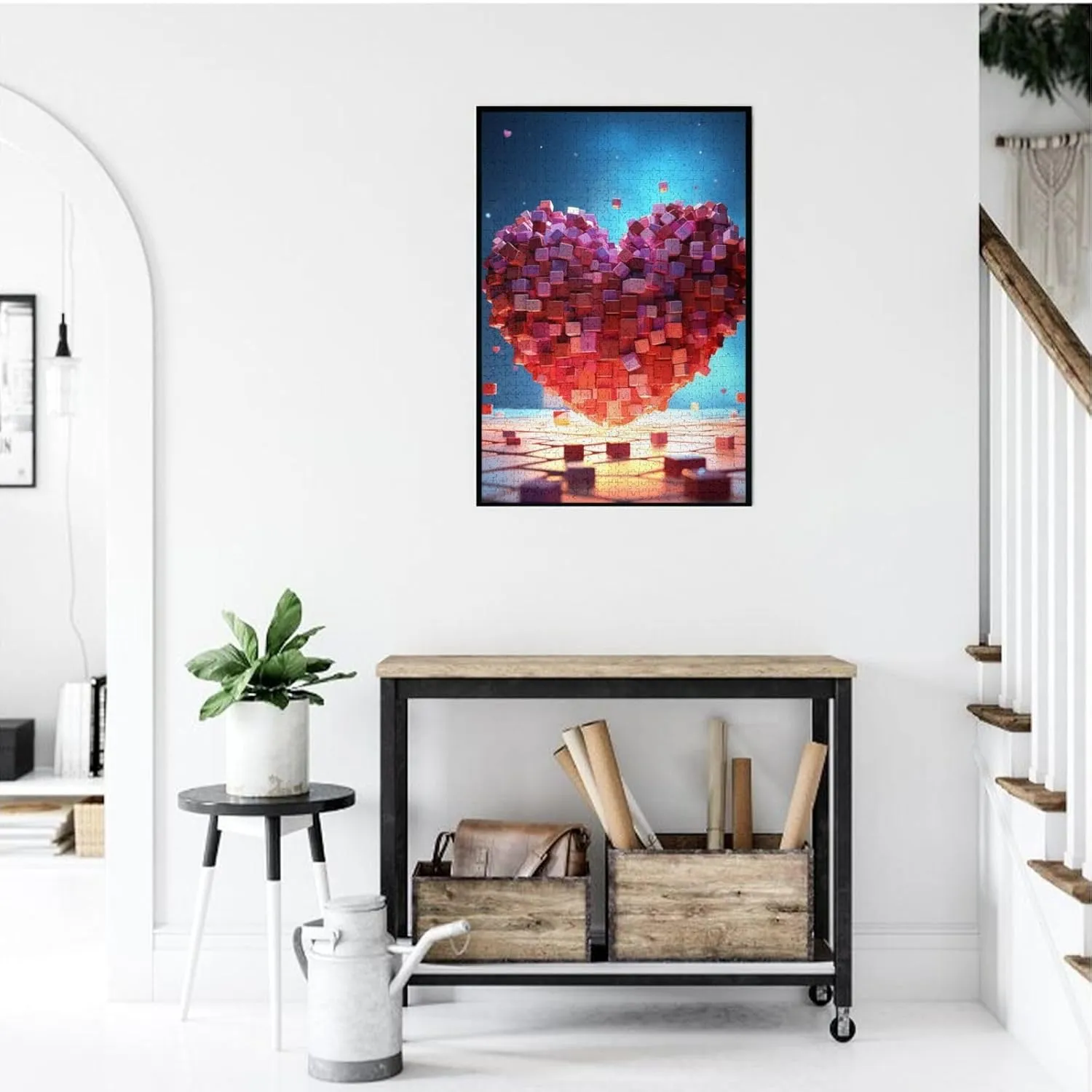 1000 Piece Jigsaw Puzzles for Adults Challenging Puzzle Wooden Picture Puzzle Personalized Custom Love Heart Cubes Wood Puzzle for Family Game Nights Gifts 29.5x19.7 inches Puzzle