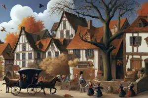 1000 Pieces Puzzle for Adult Middle Ages Village, Houses and Cars Wooden Jigsaw Puzzles Challenging Educational Interactive Toys for Family Creative Gift Thick Sturdy Hard Challenging Difficult