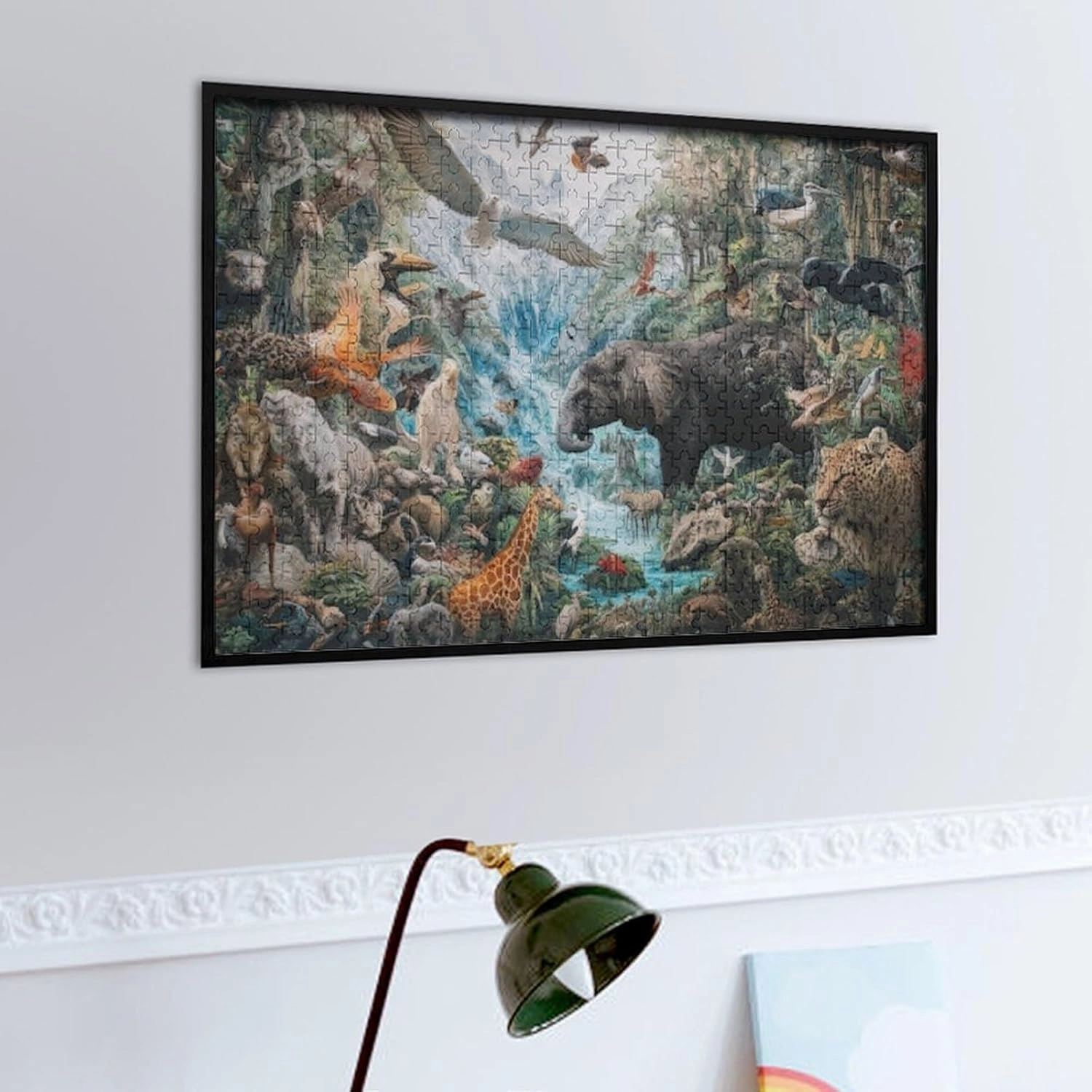 1000 Piece Jigsaw Puzzle an Elephant is Surrounded by Fish and Birds Jigsaw Puzzles Home Decor Educational Games Large Puzzle Game Toys Gift Christmas
