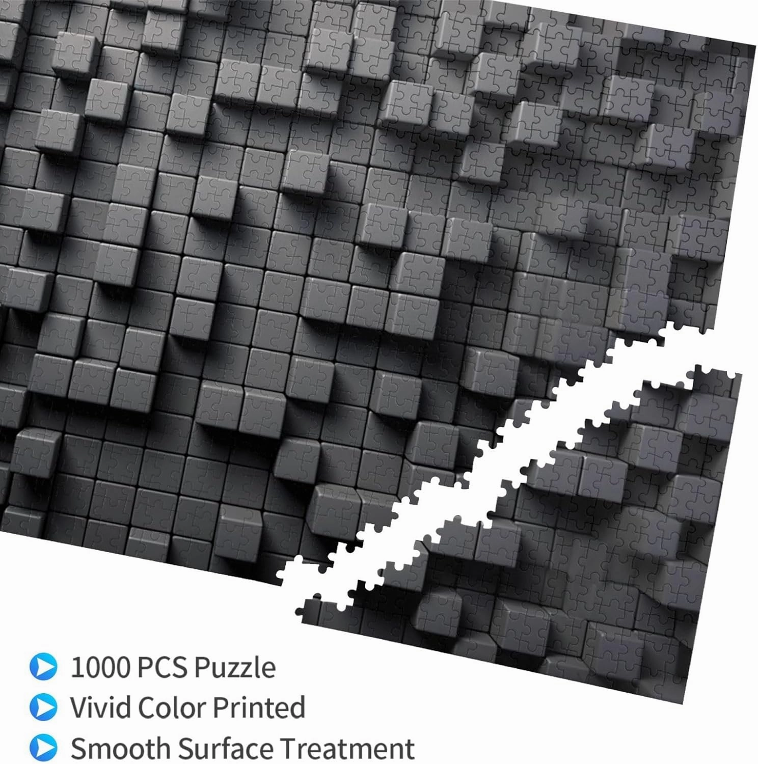 1000 Piece Jigsaw Puzzles for Adults Challenging Puzzle Wooden Picture Puzzle Personalized Custom Gray Cube Wood Puzzle for Family Game Nights Gifts 29.5x19.7 inches Puzzle