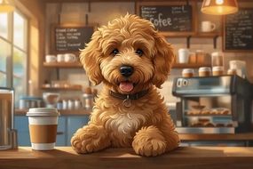 1000 Pieces Puzzle for Adult Goldendoodle Dog Coffee Anime Wooden Jigsaw Puzzles Challenging Educational Fun Interactive Toys for Family Creative Gift