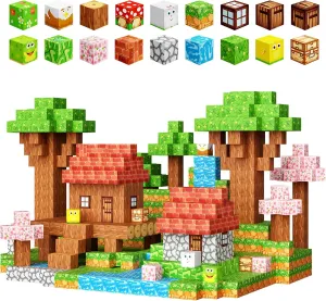 100PCS Magnetic Blocks - Magnetic Tiles Building Blocks, Build Forest World Set, STEM Montessori Sensory Toys for Kids Boys Girls Ages 3-5 6-8 Easter Christmas Birthday Gifts (1INCH/2.5CM)