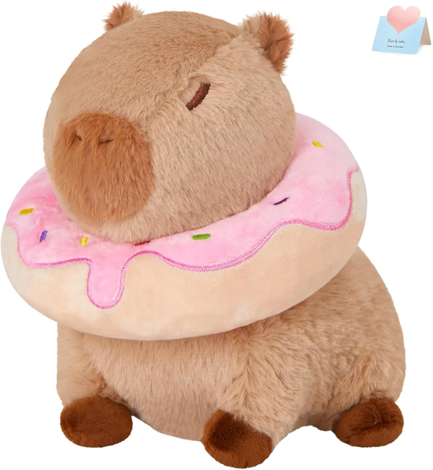 10" Capybara Stuffed Animals,Donut Capybara Plush Toys,Kawaii Capybara with Donut Plushie Toys,Cute Capybara Birthday Gift for Kids Boys and Girls