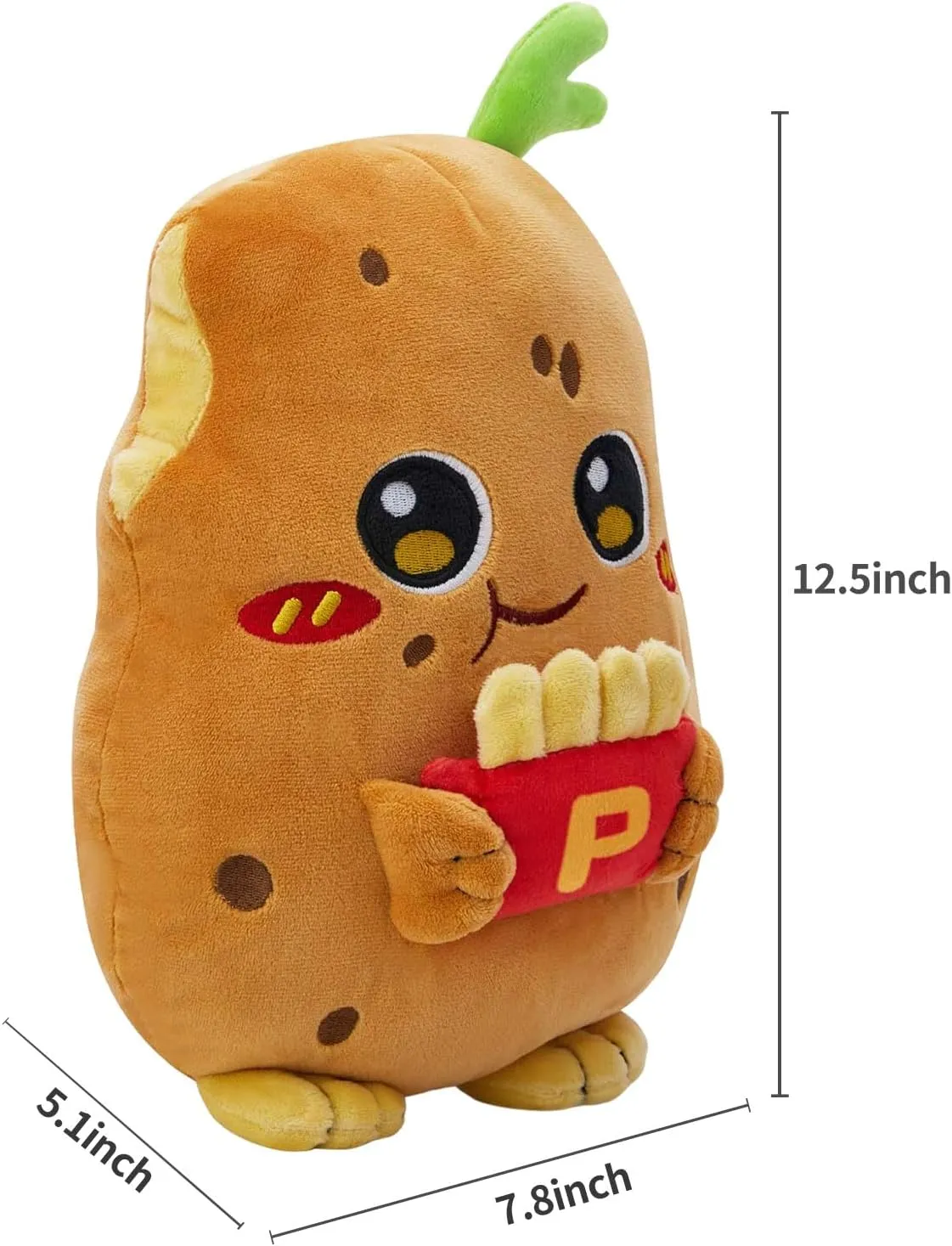 12-Inch Kawaii Potato Plush with French Fries Potato Stuffed Animal Soft Plush Food Toys for Kids Birthday Gifts
