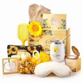 13 Pcs Self Care and Birthday Gift Box for Women - Women’s Day Gift for Women, Mom, Wife with Bath Care and Relaxing Gifts - Tumbler, Scented Candle, Bath Bomb ,Soap, Hair Brush, Bracelet