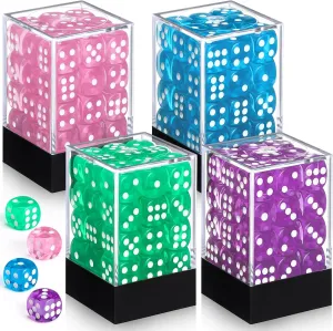 144 Pieces 12mm 6 Sided Mini Dice Set for School Classroom Table Games D6 Game Standard Dice with Portable Plastic Box for Bunco or Teaching Math Learning(Translucent Color)