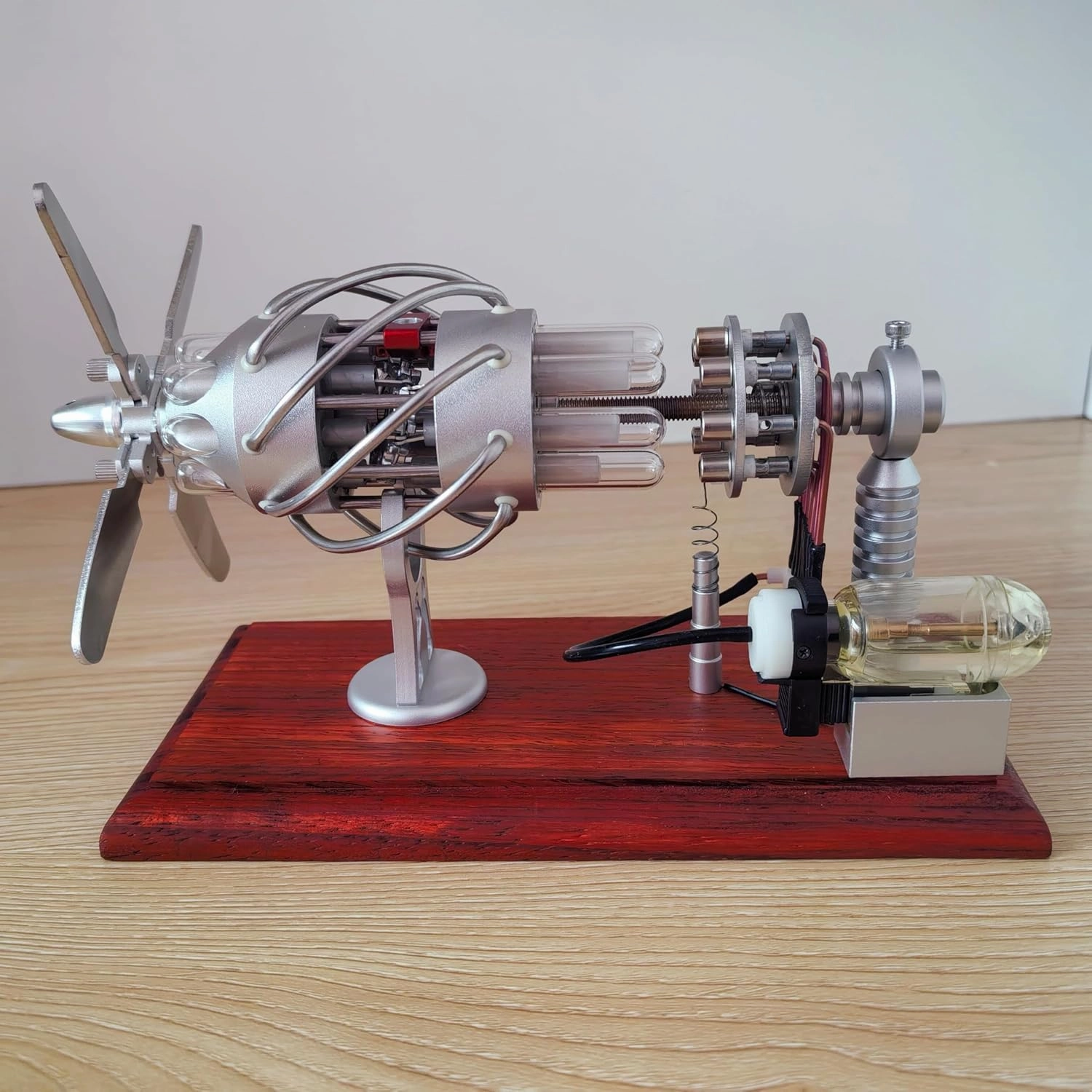 16-Cylinder Stirling Engine Model, Collection Gift for Engineer, Metal Model Puzzle (Quartz Glass Tube)