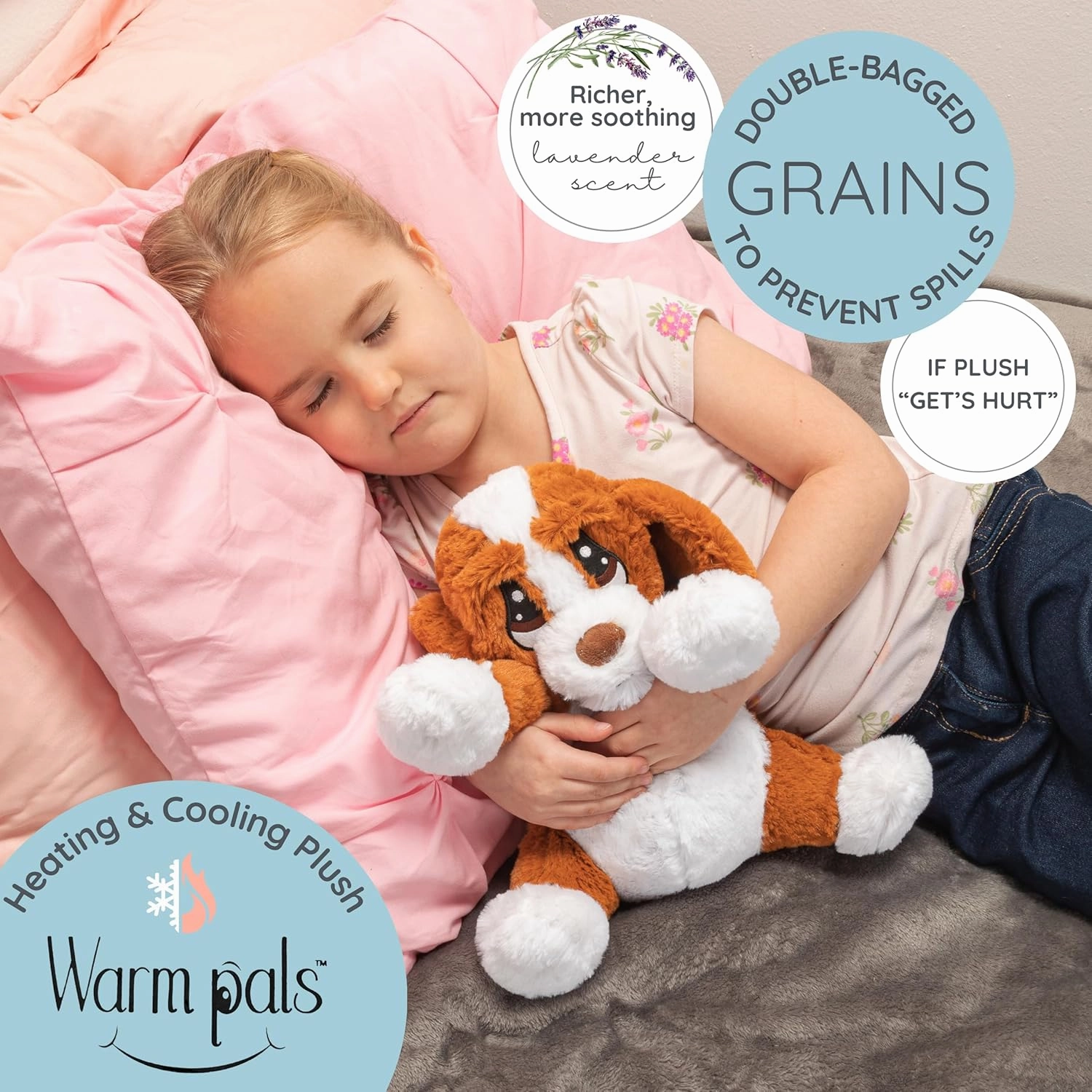 1i4 Group Warm Pals - Hound Dog - Cozy Microwavable Lavender Scented Plush Toys - Heated Stuffed Animal - Heatable Coolable Bedtime Comfort Plushie