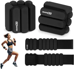 1lb Ankle & Wrist Weights for Women - Set of 2 (Total 2lbs) Adjustable Silicone Fitness Bracelets for Yoga/Pilates/PT, Low-Impact Walking & All-Day Wear, Bala-Style Slip-Free Design with Breathable Velcro