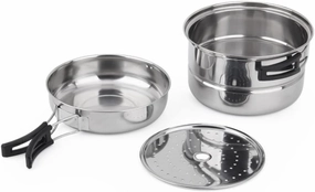 1set Stainless Steel Camping Cookware Set Pot and Pan Kit for People Lightweight and Cooking Tools for Outdoor Picnics and Hiking