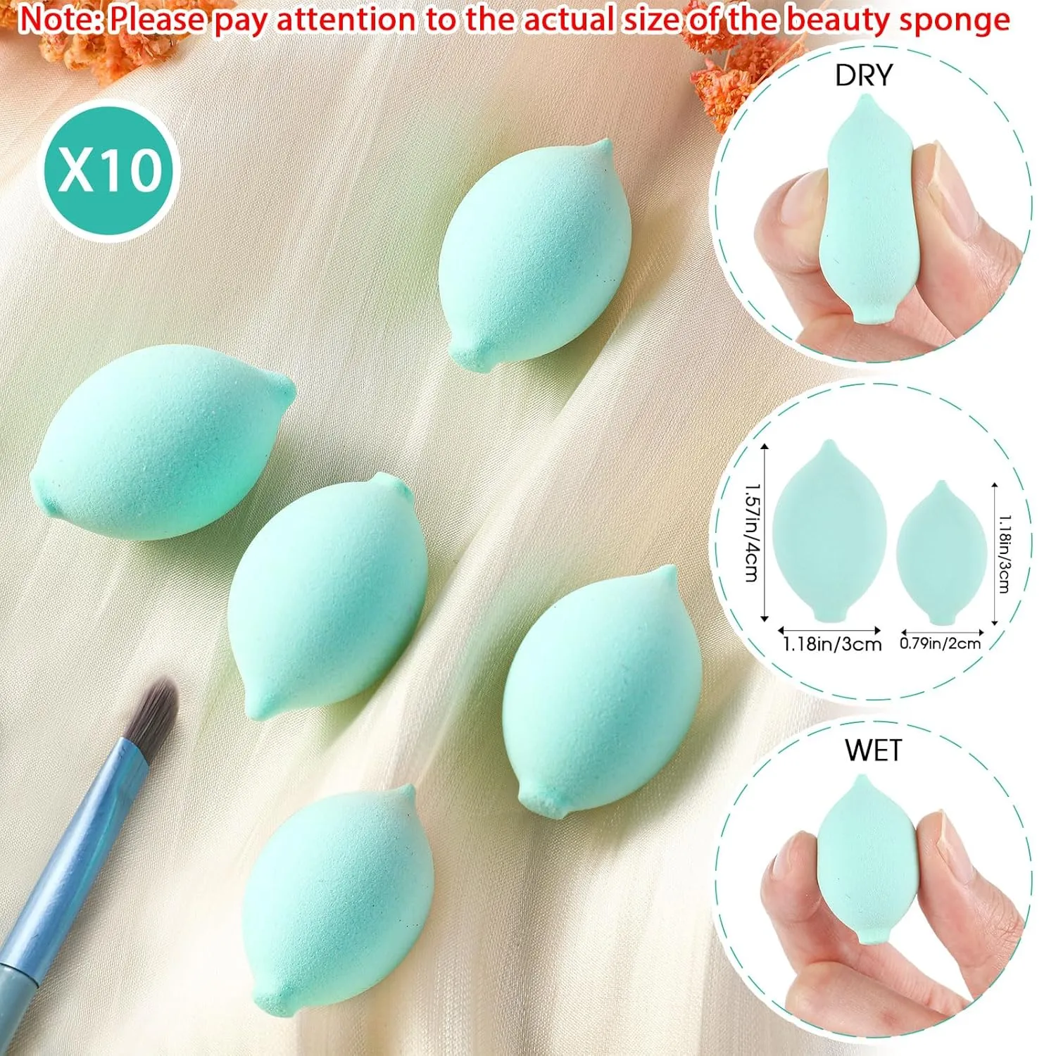 20 Pcs Travel Makeup Brush Set, 10 Pcs Mini Travel Brush Set with Bag, 10 Pcs Makeup Sponge Princess Party Favor Set for Women Girl Home Business Party Souvenirs(Blue)