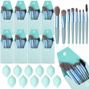 20 Pcs Travel Makeup Brush Set, 10 Pcs Mini Travel Brush Set with Bag, 10 Pcs Makeup Sponge Princess Party Favor Set for Women Girl Home Business Party Souvenirs(Blue)