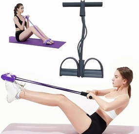 21 Fitness Resistance Bands-2025 New 4 Tube Pedal Ankle Puller, Ab Training Auxiliary Device, Pedal Resistance Band with Handle, Fitness Equipment