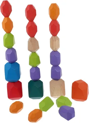 24Pcs Wooden Stone Building Blocks Stacked Blocks for Game Educational for Safe and Promotes Imagination and Development