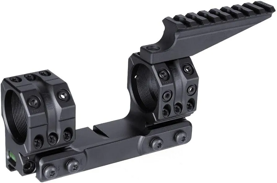 30/34mm Tube Dual Ring Scope Cantilever Mount & Top Extend Rail Base Mounting Set Combo With Integrate Bubble Levels & 10-Degree Wedge，1.54/1.93" Optical Centerline Height，For Standard 20mm Rail