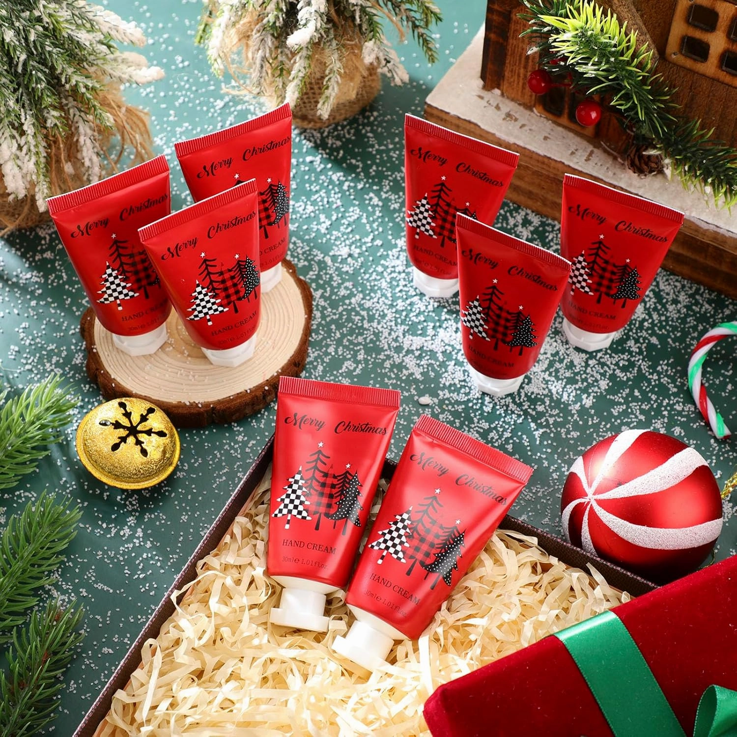 30 Pcs Christmas Hand Cream Gift Bulk Christmas Gifts for Women Mini Hand Lotion Set 1.1 Fl oz Travel Size Hand Cream for Dry Skin Men Women Mom Coworkers(Christmas Tree)