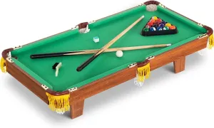 36" Mini Pool Table & Billiard Set, Portable Billiards Game, Small Tabletop Pool Set Includes Balls, Sticks, Chalk, Brush & Triangle for Family