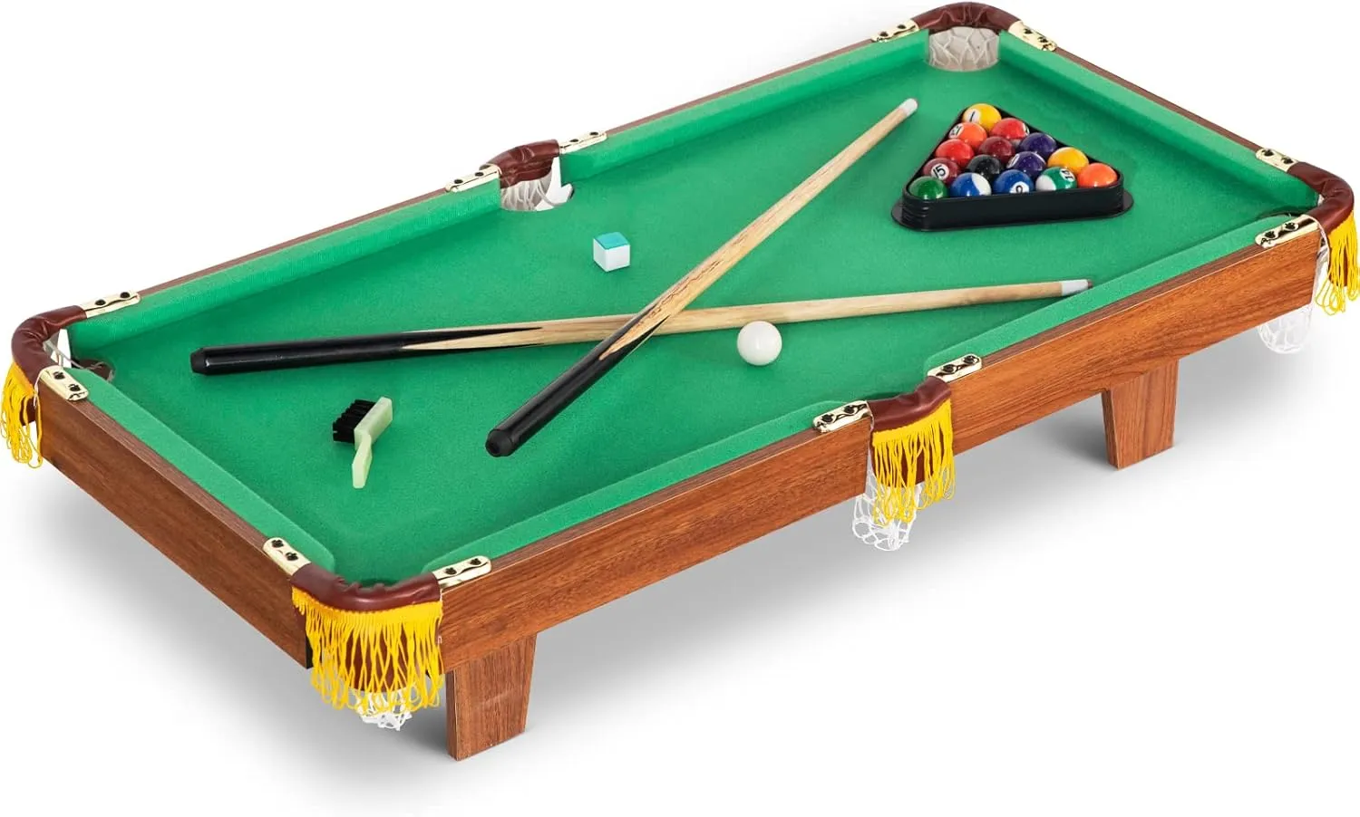 36" Mini Pool Table & Billiard Set, Portable Billiards Game, Small Tabletop Pool Set Includes Balls, Sticks, Chalk, Brush & Triangle for Family