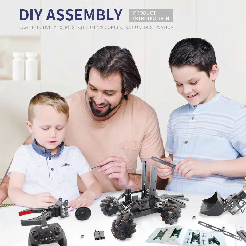 3D Alloy remote control multi-function four-wheel drive construction vehicle DIY assembly manipulator   forklift
