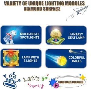 3D Crystal Magnetic Tiles Building Set for Kids | Light Up Magnetic Building Blocks With Colorful Pattern, LED Lights, and Cars | STEM Educational Gift Toy For Girls And Boys Aged 3  Years (57 Pcs)