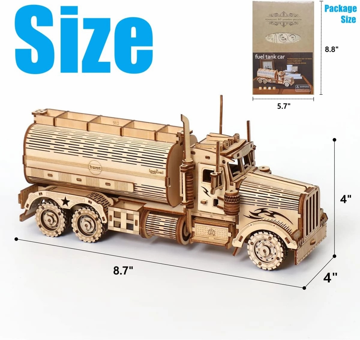 3D Wooden Puzzle - Wood Mechanical Tank Truck Model Kits - Coin Bank Crafts Model - Wooden STEM DIY Brain Teaser Puzzles, Birthday for Kids and Adults Teens Boys Girls