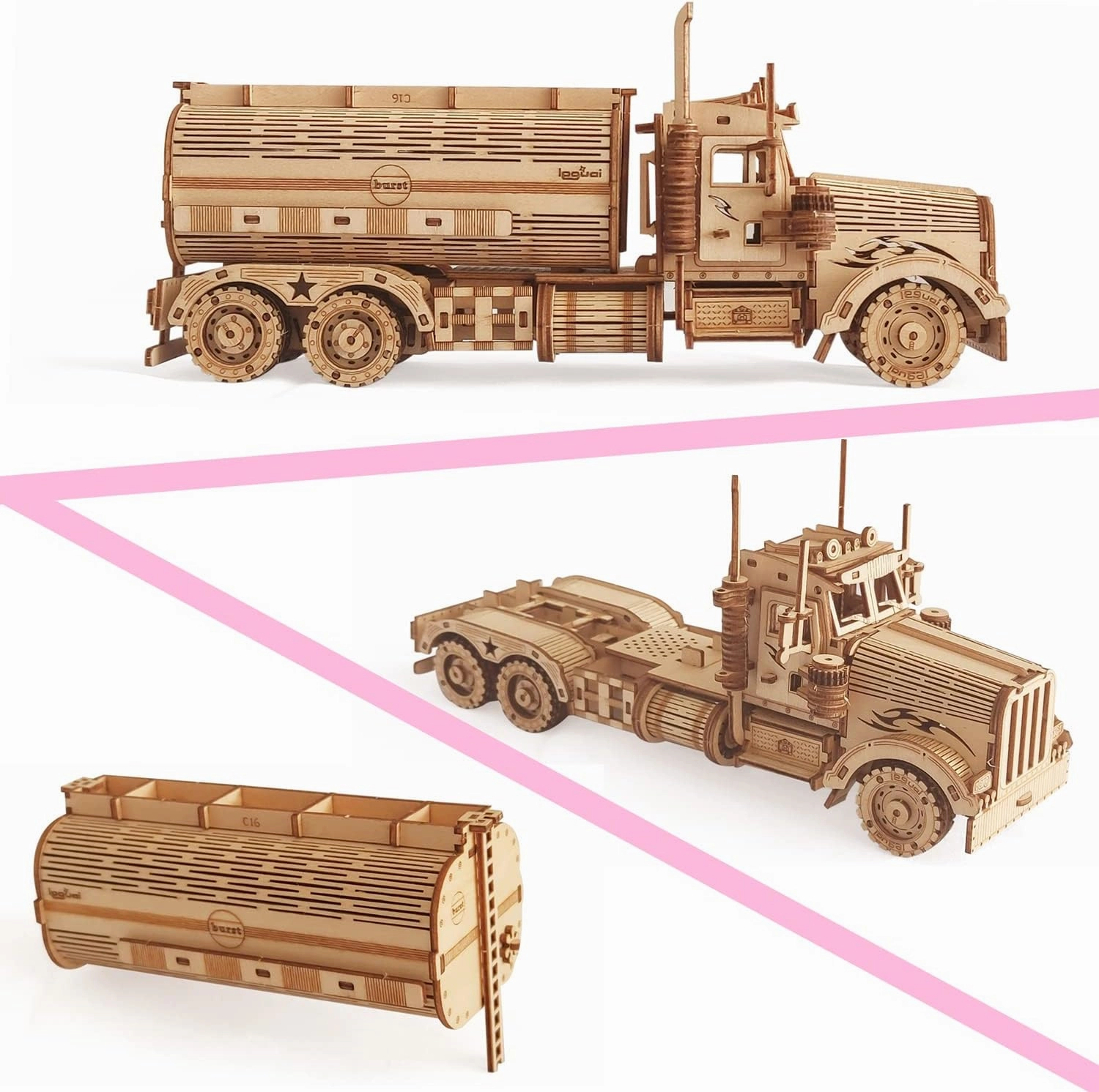3D Wooden Puzzle - Wood Mechanical Tank Truck Model Kits - Coin Bank Crafts Model - Wooden STEM DIY Brain Teaser Puzzles, Birthday for Kids and Adults Teens Boys Girls