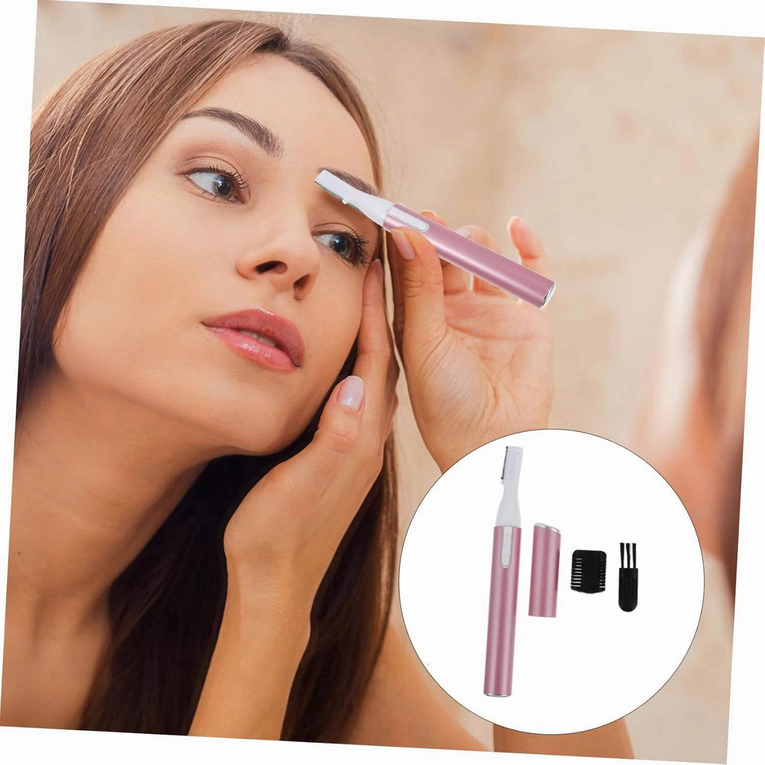 3pcs Electric Eyebrow Rechargeable Hair Remover for Eyebrows Nose Hair Blade Compact Portable Grooming Tool for Women