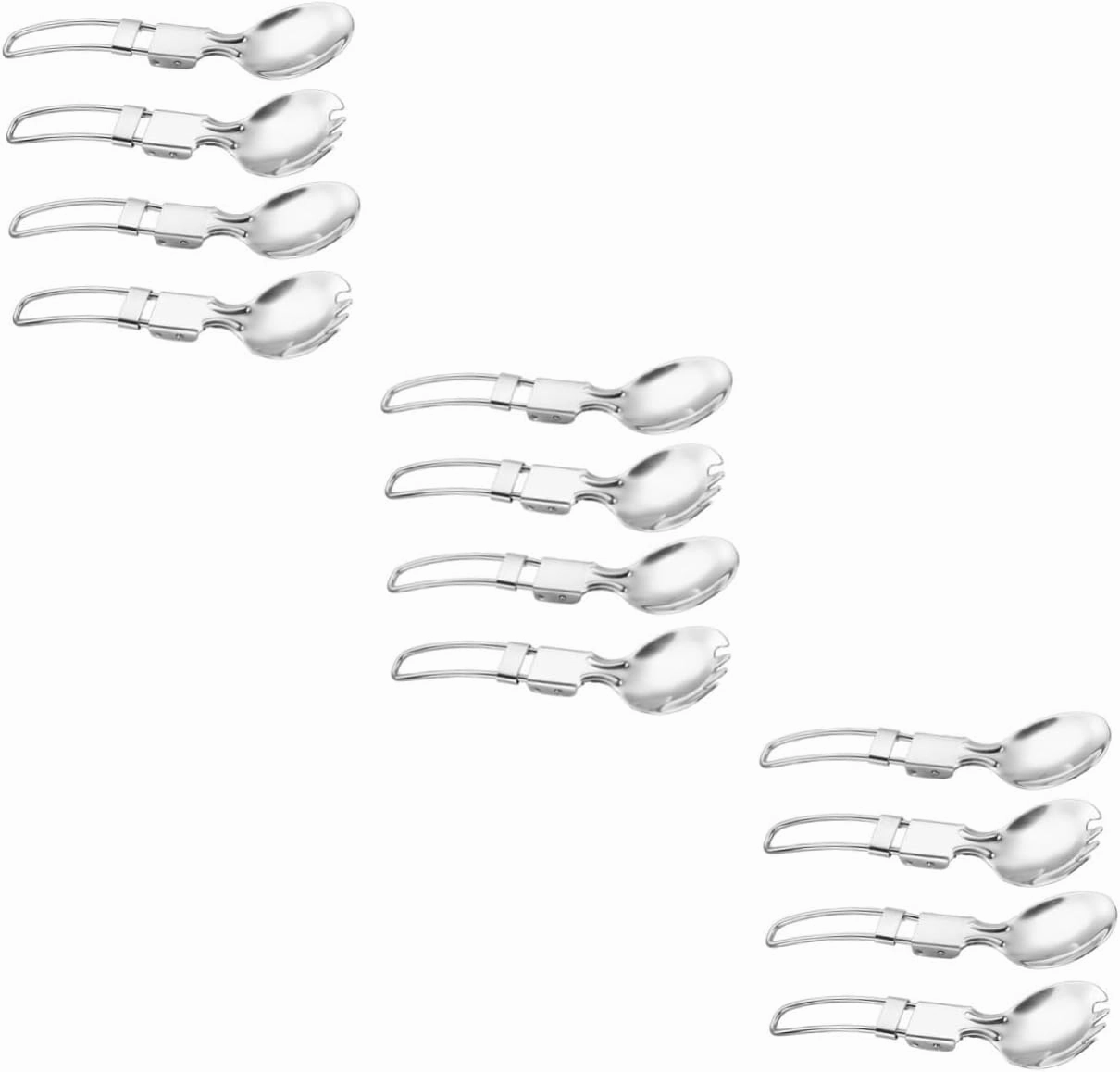 3sets Portable Folding Cutlery Set Outdoor Silverware Fork Spoon Spork for Camping and Travel 4pcs*3