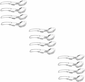 3sets Portable Folding Cutlery Set Outdoor Silverware Fork Spoon Spork for Camping and Travel 4pcs*3