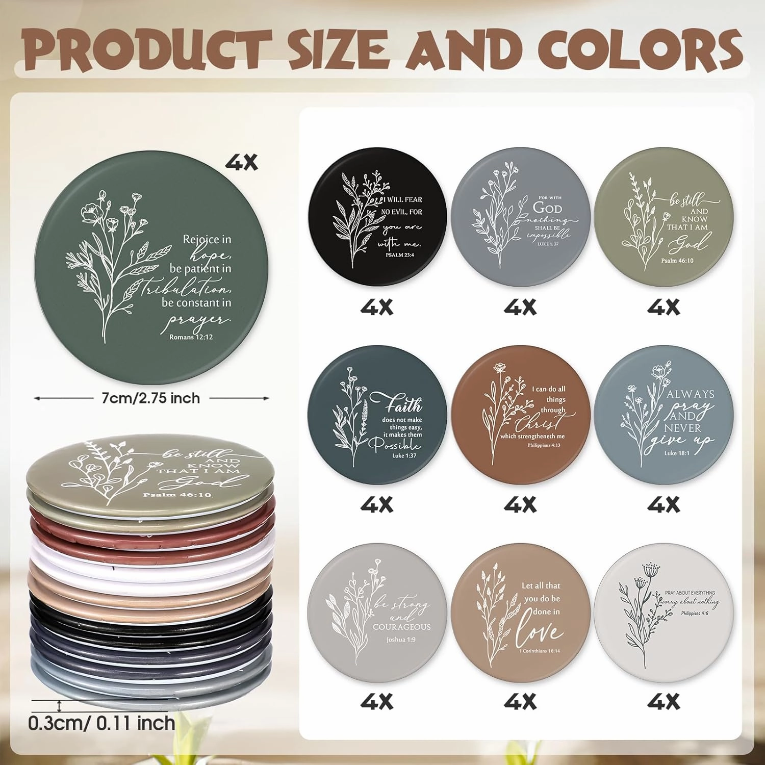 40 Pcs Mini Bible Verse Compact Mirrors Bulk Religious Christian Gifts Portable Pocket Mirrors Small Church Gifts for Women Spring Church Group Sunday School