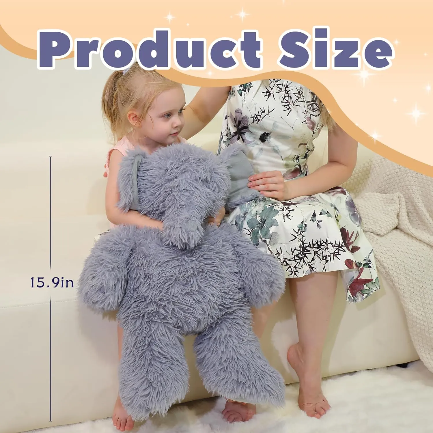 4.2 lbs Elephant Weighted Stuffed Animal 24in, Stuffed Elephant Plush for Adult, Kids, Weight Elephant Plush Animal Pillow Gifts on Christmas, Birthday, Valentine's Day