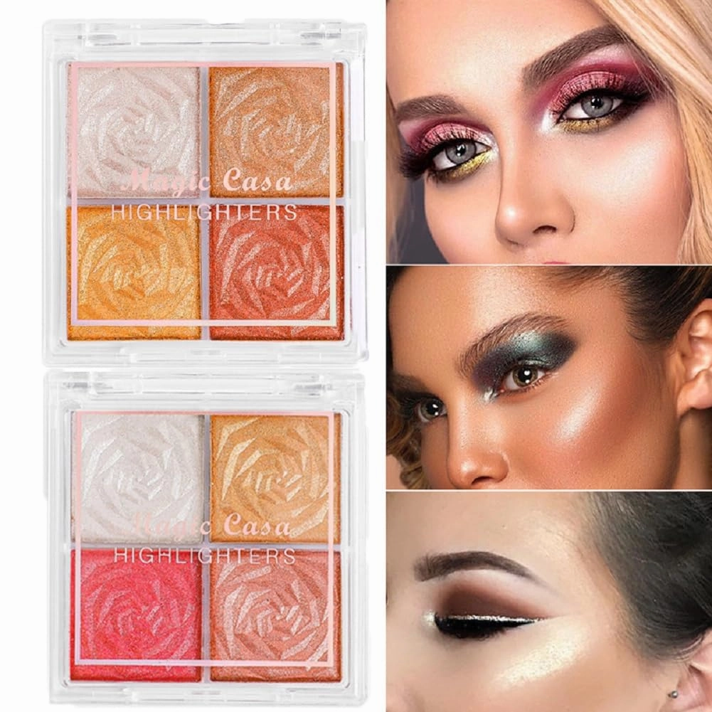 4 color highlighter eyeshadow to lighten the affordable matte pearl everyday everything (1# 4 color highlighter blush)
