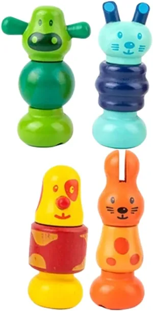 4Pcs Wood Building Blocks for Interesting Learning for Cognitive Development Safe Natural Material Fun Montessori Educational Plaything for Preschool Ages