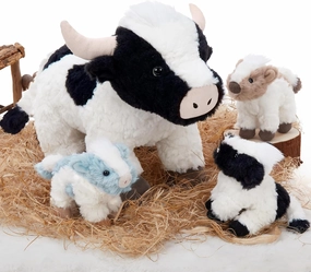 4Pcs Cow Plush Toy Set, Mommy Cow Stuffed Animal with 3 Adorable Calf Babies in Mom's Belly, 20" Soft Farm Aniaml for Girls Boys Kids, Christmas Birthday Gift