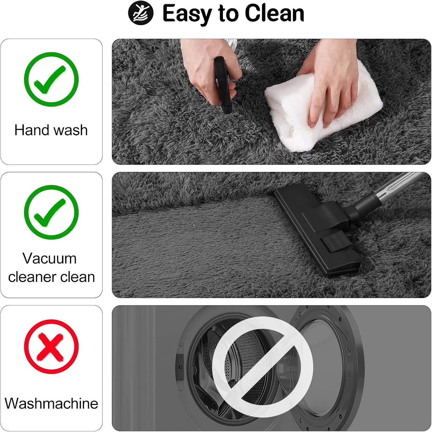 4x6 Area Rugs for Bedroom, Fluffy Soft Shag Rugs for Living Room, Small Fuzzy Plush Shaggy Carpets for Boys and Girls Dorm Room Home Decor (4ft x 6ft, Dark Grey)