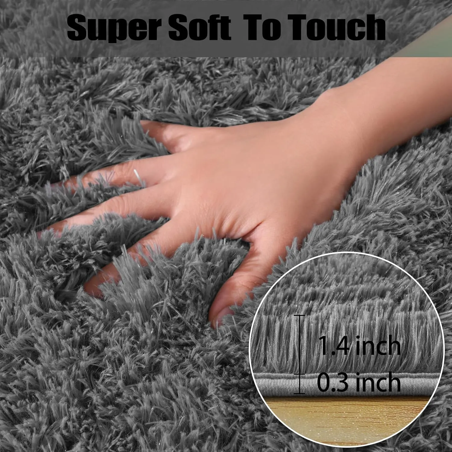 4x6 Area Rugs for Bedroom, Fluffy Soft Shag Rugs for Living Room, Small Fuzzy Plush Shaggy Carpets for Boys and Girls Dorm Room Home Decor (4ft x 6ft, Dark Grey)