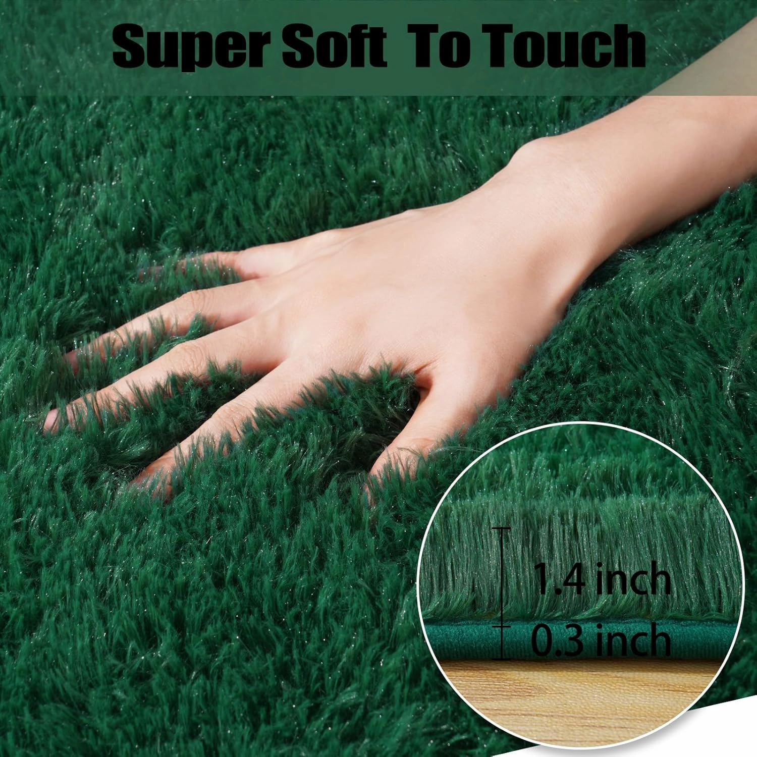 4x6 Area Rugs for Bedroom, Fluffy Soft Shag Rugs for Living Room, Small Fuzzy Plush Shaggy Carpets for Boys and Girls Dorm Room Home Decor (4ft x 6ft, Dark Green)