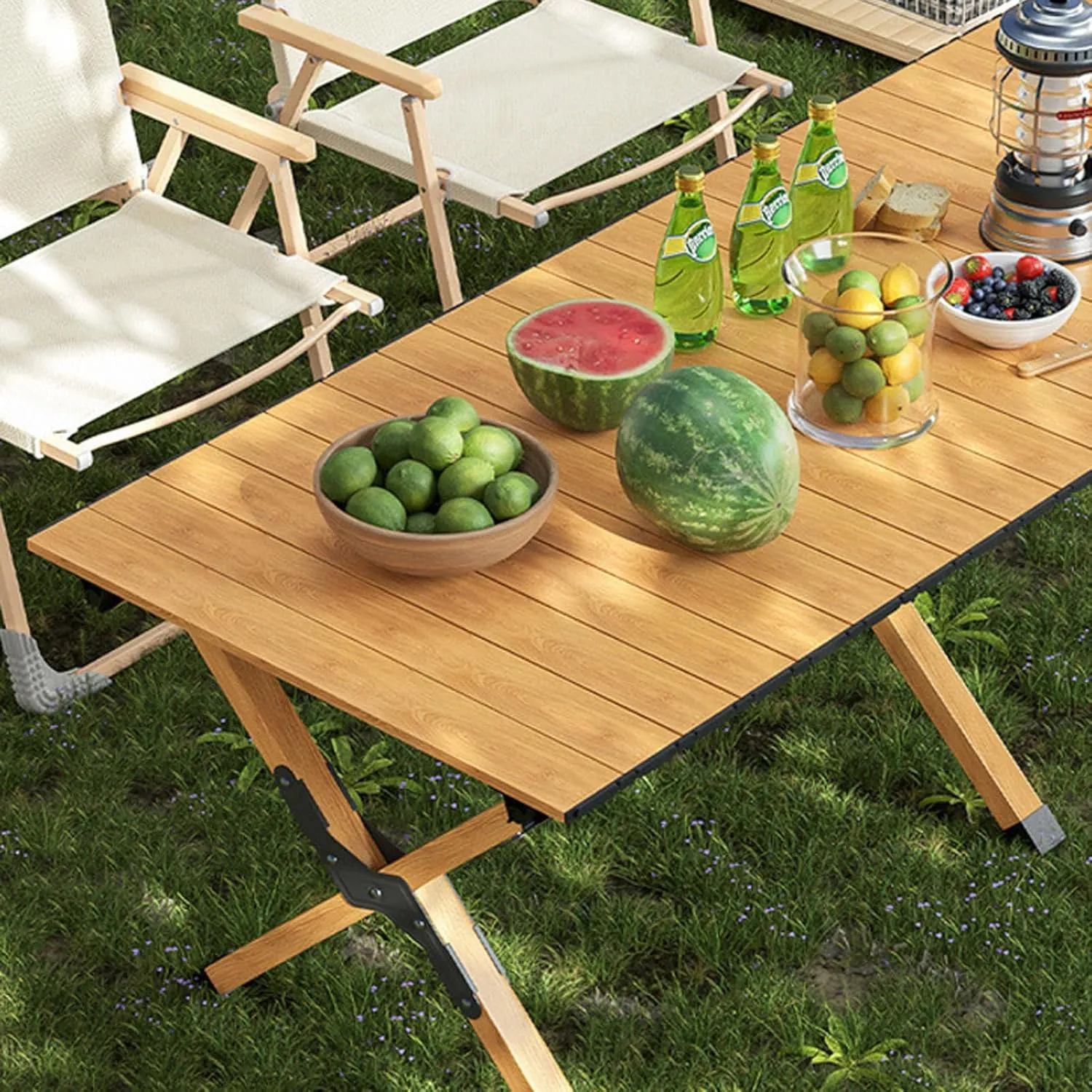 5-Pack Portable Camping Table airs, Folding Aluminum Roll-up Picnic Backpacking Table with Lightweight Lawn airs and Carrying Bag, Easy Carrying