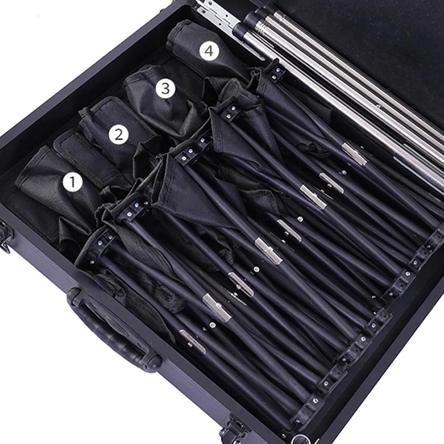 5 PCS Folding Table and Chairs,Black Portable Camping Table Foldable Picnic Table and 4 Chairs, Aluminum Folding Table for Beach Fishing Hiking Activities, Gray umbrella Hole
