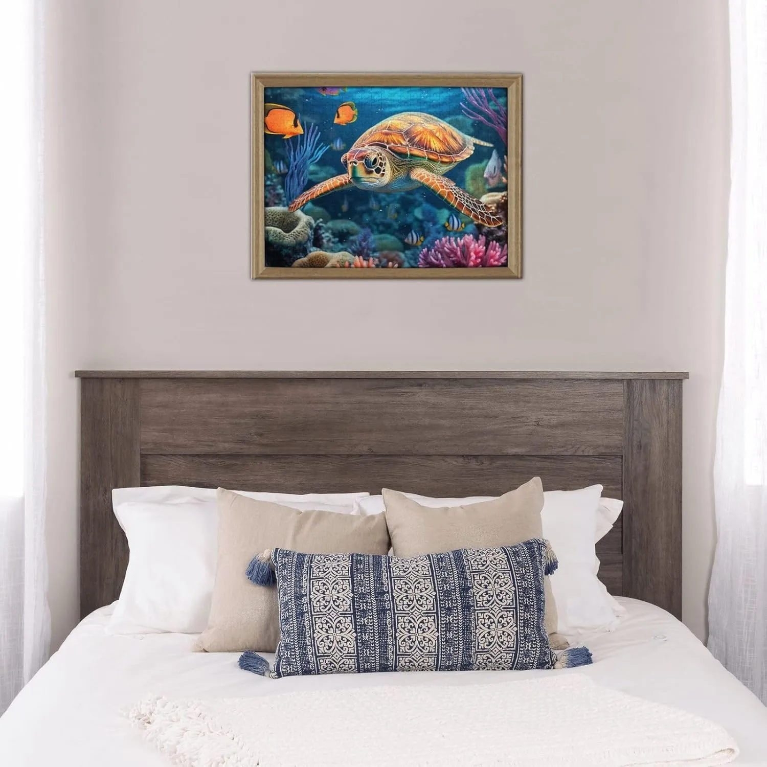 500 Piece Jigsaw Puzzles for Adults Challenging Puzzle Wooden Ocean Sea Turtle Tropical Fish Starfish Picture Puzzle Personalized Custom Wood Puzzle for Family Game Nights Gifts 20.4"x15"