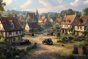 500 Piece Puzzle for Adult Middle Ages Village, Houses and Cars Wooden Jigsaw Puzzles Challenging Educational Fun Interactive Toys for Family Creative Gift