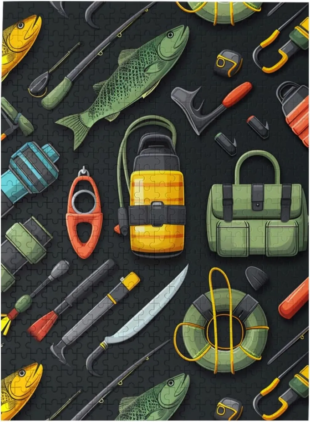 500 Piece Wooden Jigsaw Puzzle Fishing Accessories Outdoor Camouflage Black Wood Puzzle for Adults Teens Family Game Educational Toys Gifts
