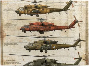 500 Piece Wooden Puzzle Helicopters Aircraft Army Military Vintage Wood Puzzle for Adults Teens Family Game Educational Gifts