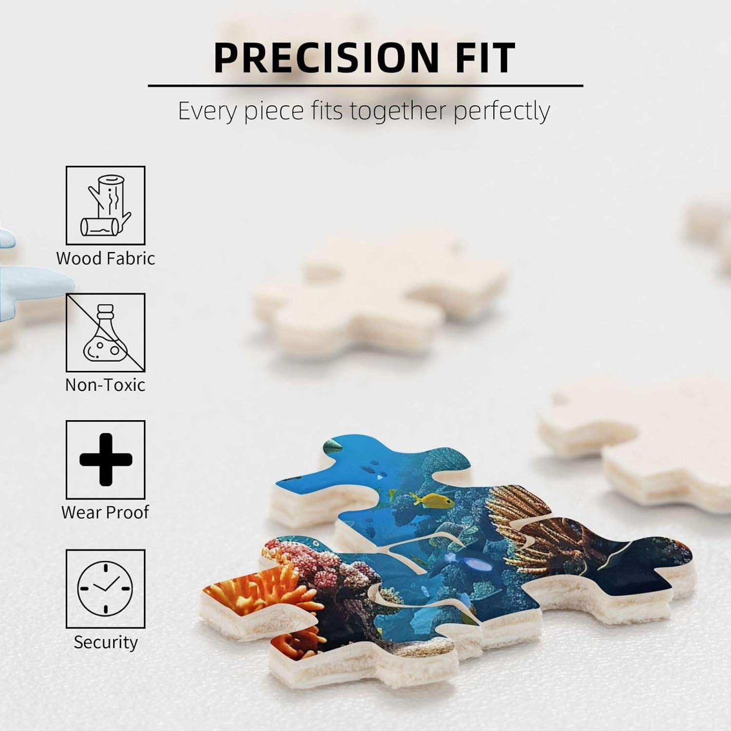 500 Piece Jigsaw Puzzles for Adults Challenging Puzzle Wooden Ocean Sea Seabed Coral Fish Picture Puzzle Personalized Custom Wood Puzzle for Family Game Nights Gifts 20.4"x15"